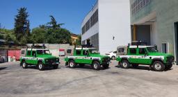 i tre mezzi del Piemonte ceduti a forestas per la campagna AIB (foto G.Lai)