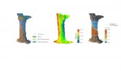 Modello 3d del tronco, dall'elaborazione dei dati per individuare la superficie di rottura del tronco